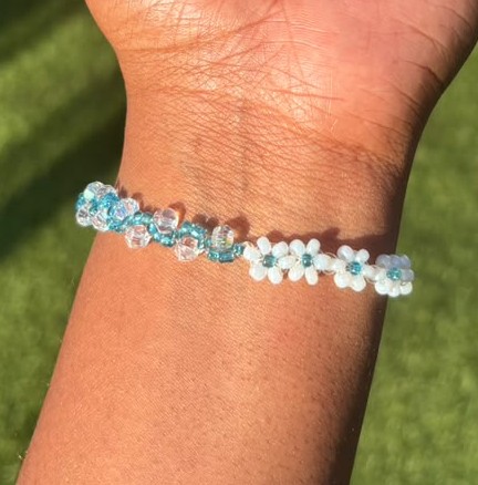 Blue and white bracelet